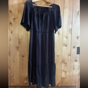 JOHNNY WAS EYELET Flutter Sleeve Midi DRESS M